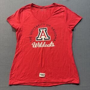 University of Arizona Wildcats V-neck T-shirt Women Sz M Red Pre-Owned Excellent